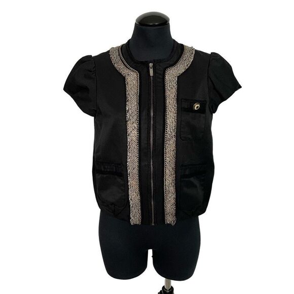 BCBGMaxAzria Zip Cap Sleeve Satin Vest - Women’s XS - Picture 1 of 7